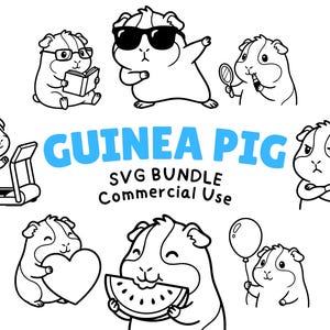 Guinea Pig SVG Clipart Bundle | Funny Pet Stickers (Digital Download)