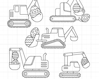 Easter Eggcavator Clipart Bundle | Construction Vehicle SVG PNG EPS