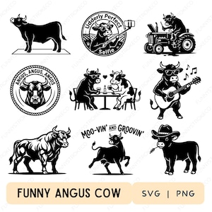 Funny Angus Cow SVG Clipart | Humorous Farm Animal Vector (Digital Download)