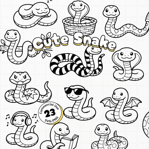 Snake SVG Bundle | Reptile Clipart for Kids (Digital Download)