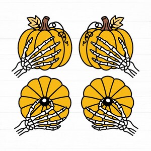 Skeleton Hands Pumpkin SVG PNG, Autumn Harvest Spooky Cut File, 2 Designs