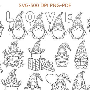 valentines day gnome, clipart bundle, heart holding gnomes love design, ınstant download