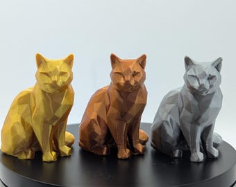 Cute Cat Figurine | Low Poly | Dog Sculpture | Gift | Pet Lovers | Modern Home or Office Decor | 3D Printed | PLA plastic
