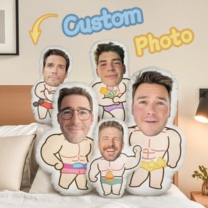Gepersonaliseerde foto humanoid kussen, gezichtskussen, kussen op maat, koppel speelgoed poppen, verjaardagscadeau voor hem en haar