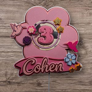 Personalisierbarer rosa Kuchen Topper