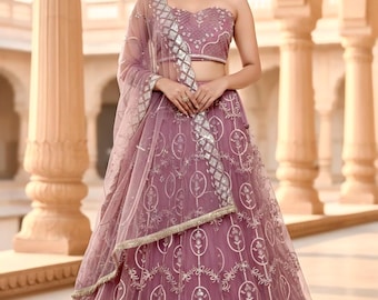 Pink Lehenga Choli for Women | Designer Indian Lehenga Set with Embroidery & Dupatta | Wedding Guest  Festive Wear