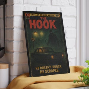 Vintage Horror Glass Cutting Board - The Hook Design, Kitchen Decor, Halloween Gift, Chef&#39;s Gift, Unique Home Decor