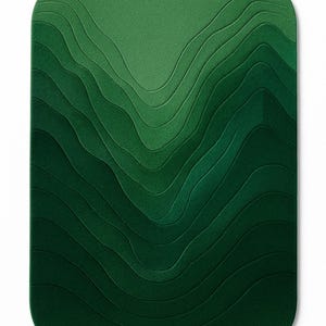 Hand-Tufted Green Topographic Rug: Modern 3D Wavy Landscape