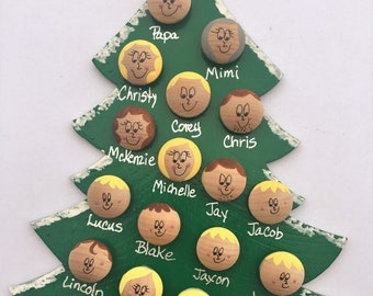 Ornement d'arbre de Noël familial personnalisé, grand ornement de famille Ornements de Noël personnalisés, ornement de petits-enfants 2023, jusqu'à 16 visages