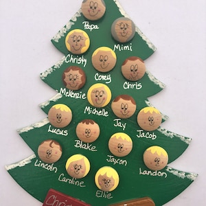 Personalized Christmas Ornaments Family of 6 7 8 9 10 11 12 13 14 15 names faces heads Custom Family Ornament Up to 16 faces image 1