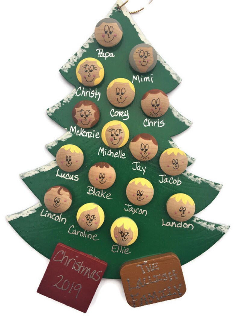 Personalized Family Christmas Tree Ornament Personalized Christmas Ornament with Family Names Faces Pet 2023 Ornament Up to 16 Faces Names image 8