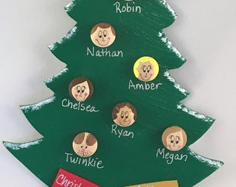 Personalized Christmas Ornaments, Custom Family Christmas Ornament, Personalized 2023 Family Christmas Ornament, Family Names 5-16 Faces