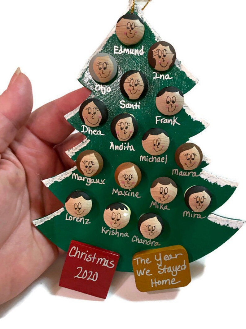 Personalized Family Christmas Tree Ornament Personalized Christmas Ornament with Family Names Faces Pet 2023 Ornament Up to 16 Faces Names image 4