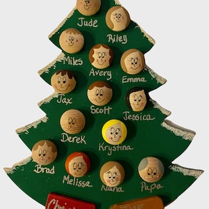 Personalized Family Christmas Tree Ornament Personalized Christmas Ornament with Family Names Faces Pet 2023 Ornament Up to 16 Faces Names image 1