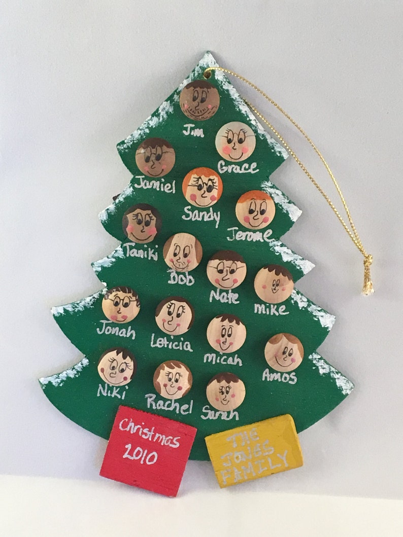 Personalized Christmas Ornaments Family of 6 7 8 9 10 11 12 13 14 15 names faces heads Custom Family Ornament Up to 16 faces image 8