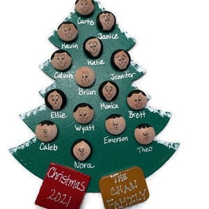 Personalized Family Christmas Tree Ornament Personalized Christmas Ornament with Family Names Faces Pet 2023 Ornament Up to 16 Faces Names image 6