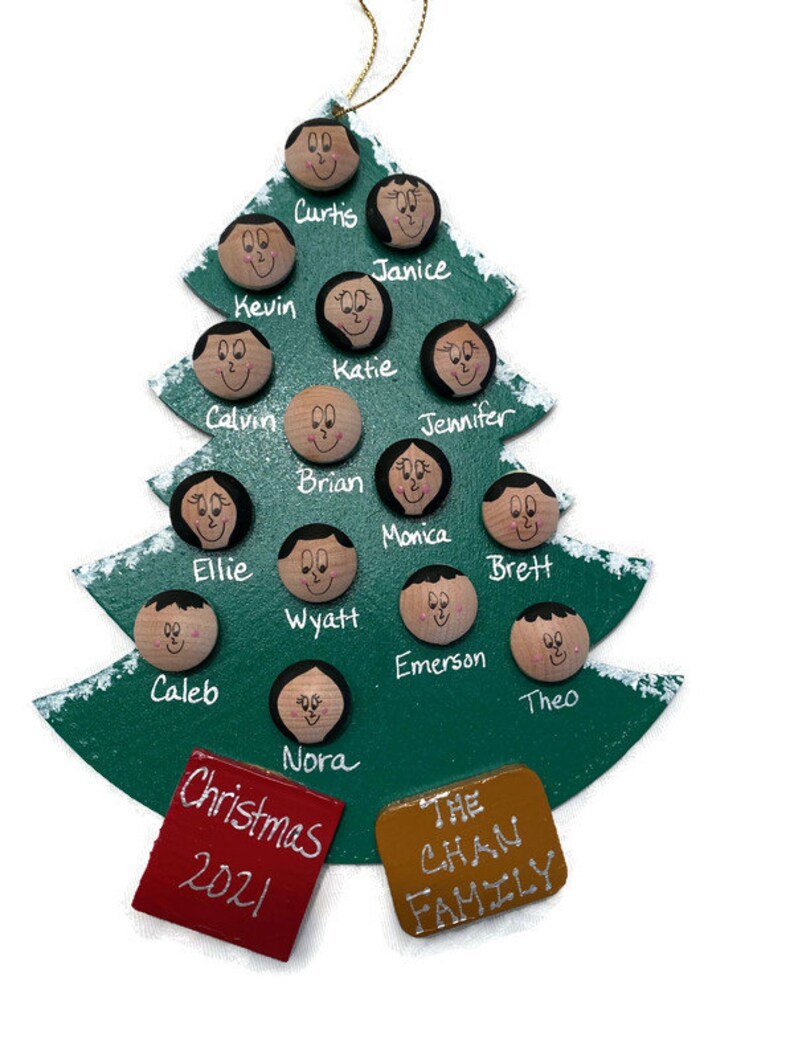 Personalized Family Christmas Tree Ornament Personalized Christmas Ornament with Family Names Faces Pet 2023 Ornament Up to 16 Faces Names image 6