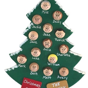 Personalized Family Christmas Tree Ornament Personalized Christmas Ornament with Family Names Faces Pet 2023 Ornament Up to 16 Faces Names image 5