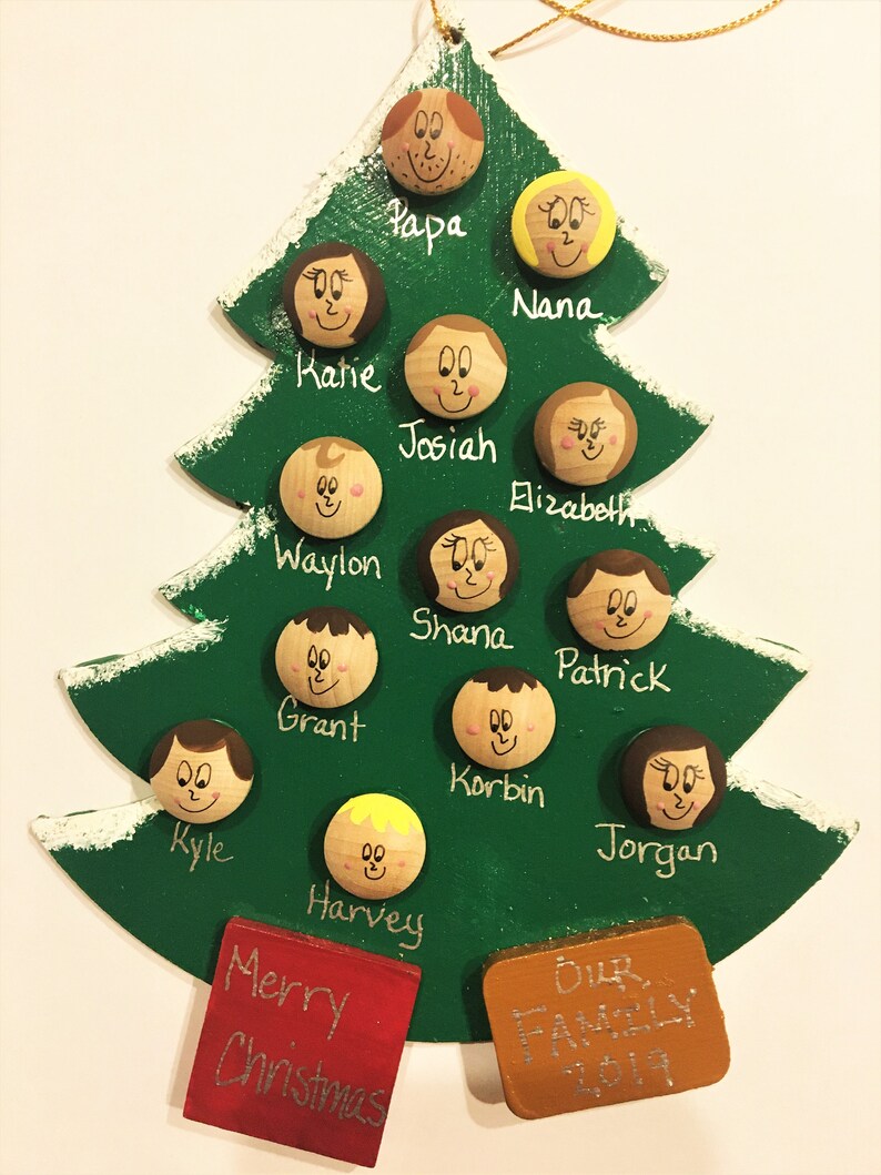 Personalized Family Christmas Tree Ornament Personalized Christmas Ornament with Family Names Faces Pet 2023 Ornament Up to 16 Faces Names image 9