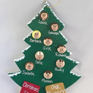 Personalized Christmas Ornaments Family of 6 7 8 9 10 11 12 13 14 15 names faces heads Custom Family Ornament Up to 16 faces image 5