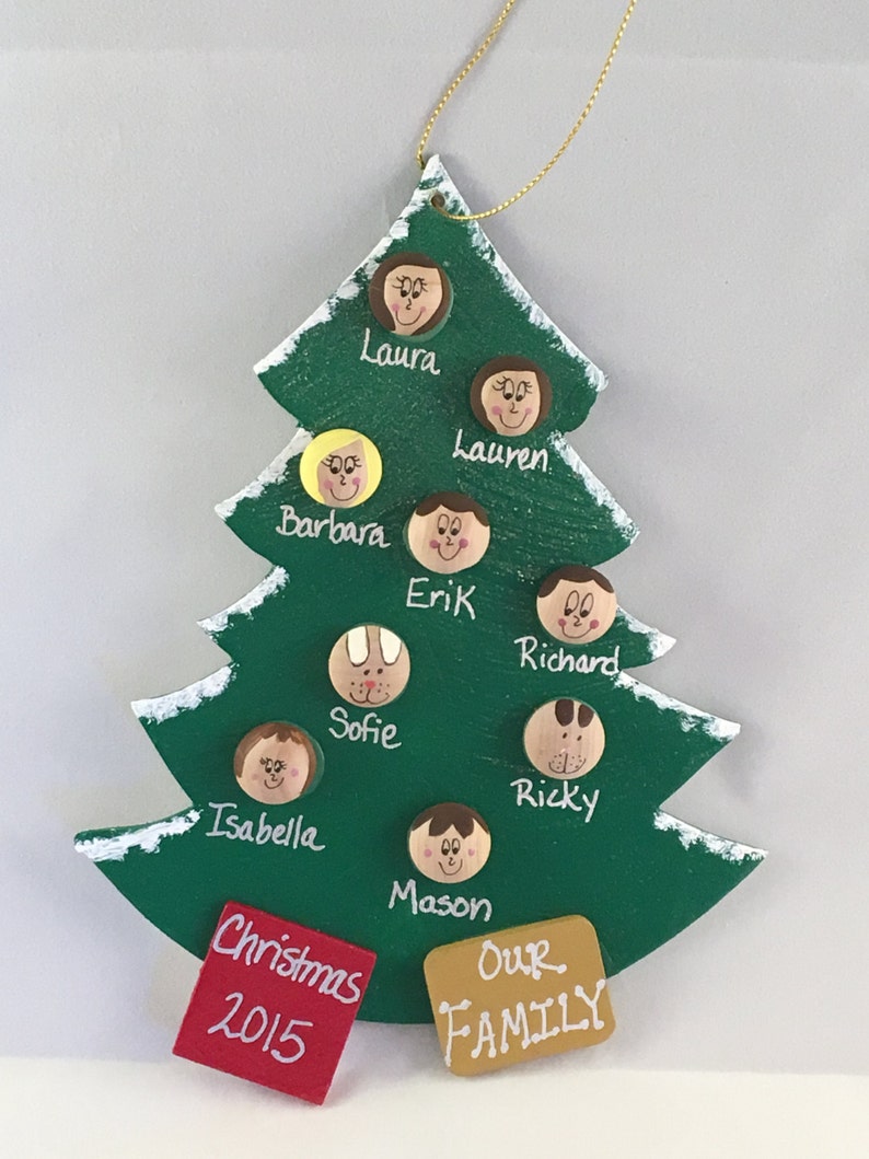 Personalized Christmas Ornaments Family of 6 7 8 9 10 11 12 13 14 15 names faces heads Custom Family Ornament Up to 16 faces image 5