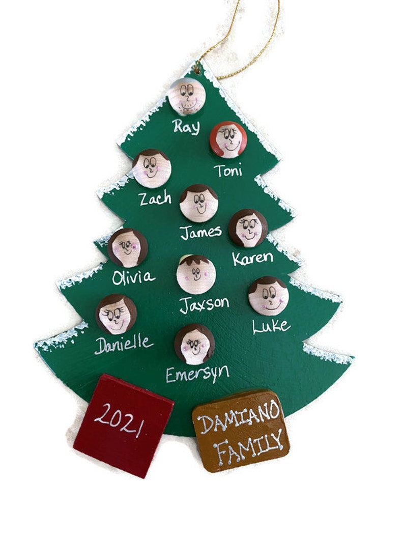 Personalized Family Christmas Tree Ornament Personalized Christmas Ornament with Family Names Faces Pet 2023 Ornament Up to 16 Faces Names image 7