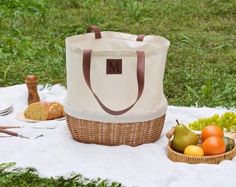Custom Picnic Basket, Engraved Wedding Gift, Personalized Anniversary Hamper, Gift For Her, Christmas Gift