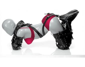 Leather Pet Crawler Restraint Set | Arm & Leg Binder Harness | BDSM Puppy Play Gear | Bondage Restraint Kit | Couple Anniversary Gift