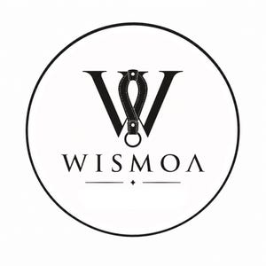 May include: A circular black and white logo featuring a large letter W with a leather-like strap loop and metal ring integrated into the center. Below the graphic, the text WISMOA is centered in a serif font, underlined by a thin line with a star.