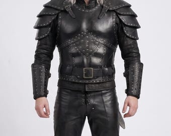 Witcher Leather Armor Costume | Medieval Warrior Cosplay Armor | LARP, Ren Faire & Halloween Outfit | Viking and Knight Armour