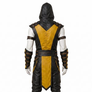 Scorpion Leather Costume | Ninja Warrior Cosplay Outfit | Mortal Kombat Fighter Armor | Halloween LARP Comic Con Costume | Viral Trending image 7