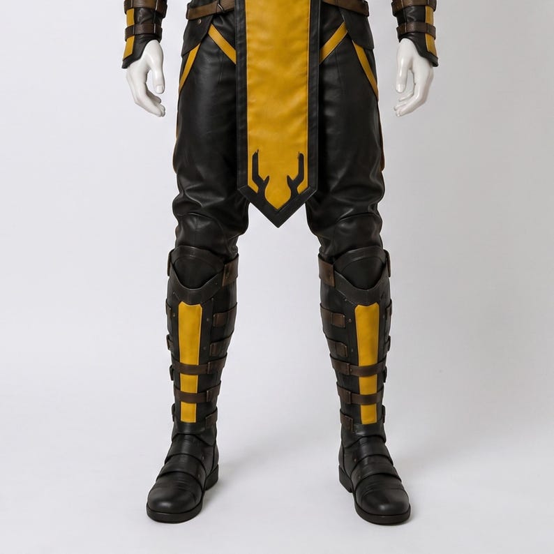 Scorpion Leather Costume | Ninja Warrior Cosplay Outfit | Mortal Kombat Fighter Armor | Halloween LARP Comic Con Costume | Viral Trending image 5