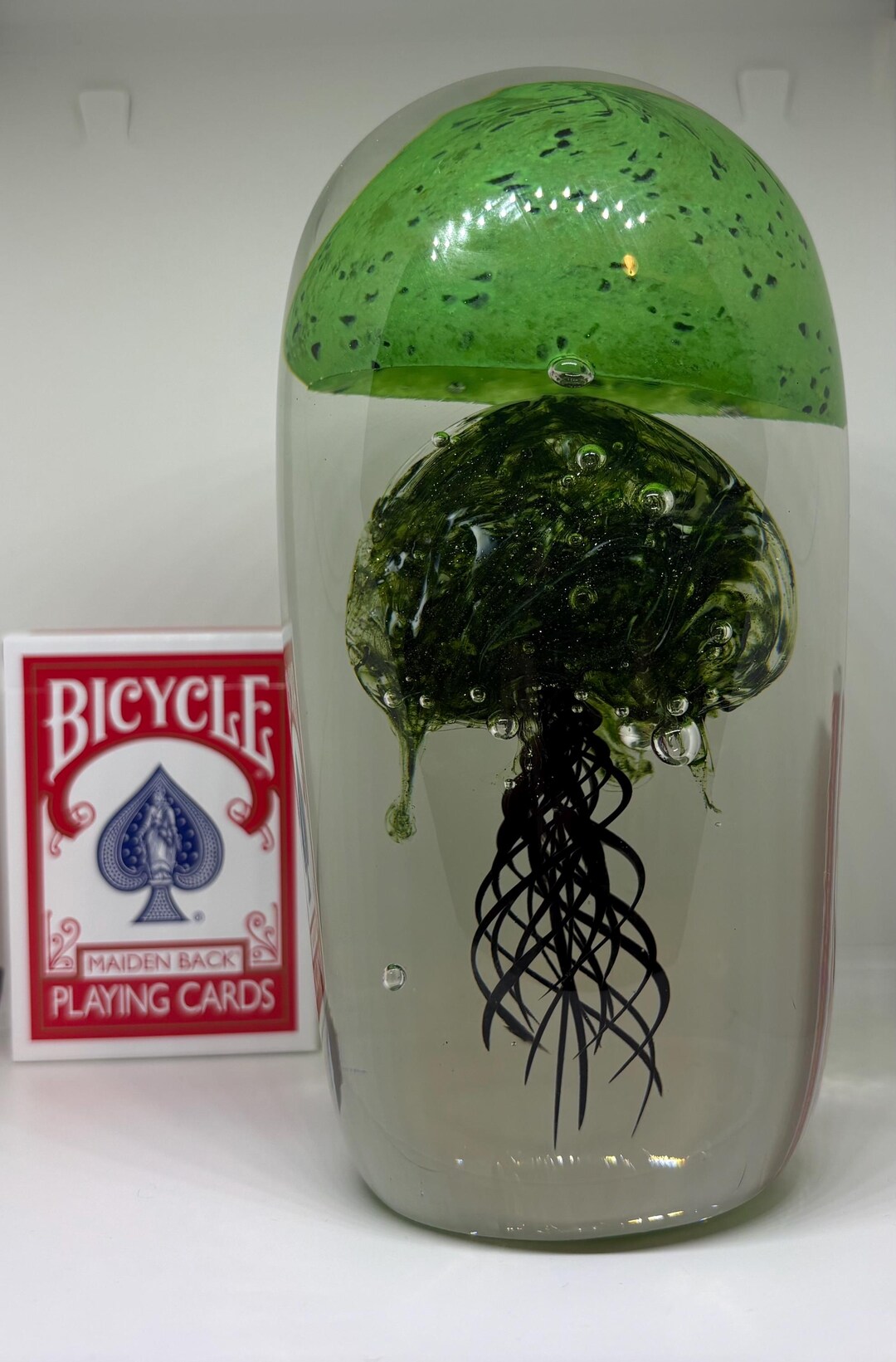 Hand Blown Glass Jellyfish Double Layer Paperweight Solid Glass Ocean ...