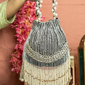 Embellished Potli Clutch, Premium Women Potli Pouch, Wedding Purse for Girls, Drawstring Potli Purse 9*9 Inch Size