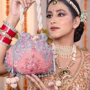 Beaded Bridal Potli Bag | Wedding Day Potli Bag| Gift For Bride Handmade Indian/ Pakistani Evening Bag| Wristlet Bag | Gift Idea