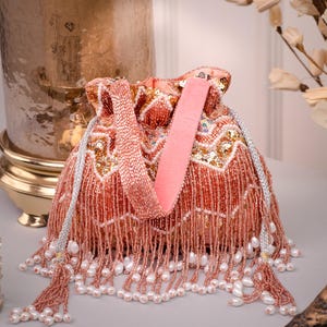 Embellished Potli Clutch, Premium Women Potli Pouch, Wedding Purse for Girls, Drawstring Potli Purse