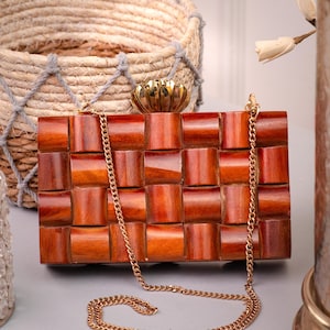 Handcrafted Crisscross Wooden Clutch | Modern  Crossbody Bag | Unique Evening Clutch Purse | Gift for Her| vintage bag| wedding clutch|party