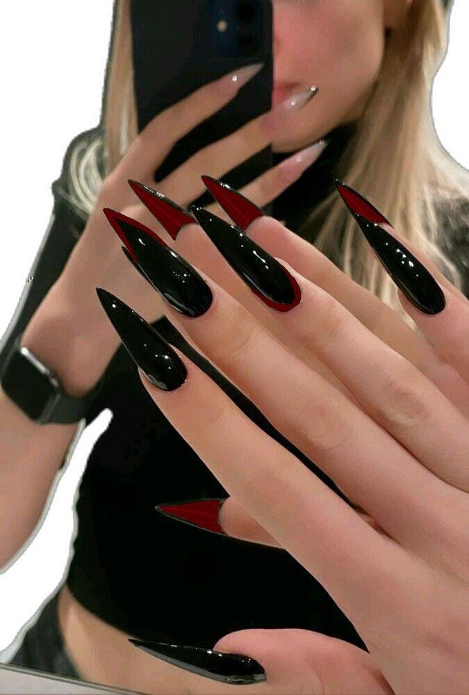 Red Bottom Black Stiletto Nails