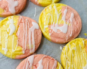 Strawberry Lemonade Cookies (Set of 4, 8, or 12) | Strawberry & Lemon Swirl Cookies | White Chocolate Chip Cookies