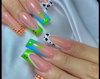 Toy Story Press On Nails | Woody & Buzz Handmade Cartoon Nail Art