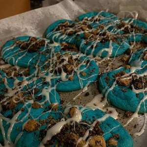 Cookie Monster Stuffed Cookies | Oreo Chocolate Chip Cookies | Double Chocolate Chunk Blue Cookies (Set of 4)