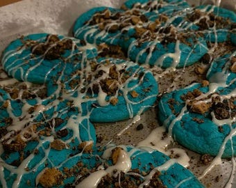 Cookie Monster Stuffed Cookies | Oreo Chocolate Chip Cookies | Double Chocolate Chunk Blue Cookies (Set of 4)