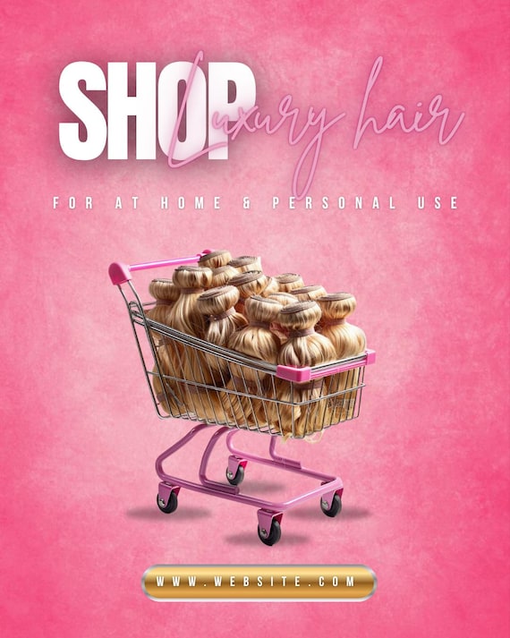Pink & Gold Hair Business Flyer Bundle: Wig, Bundles, Install Services (Digital Download)