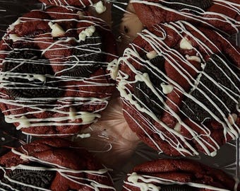Red Velvet Oreo Stuffed Cookies | White Chocolate Red Velvet Cookies | Cream Cheese Filled Gourmet Cookies (Set of 3)