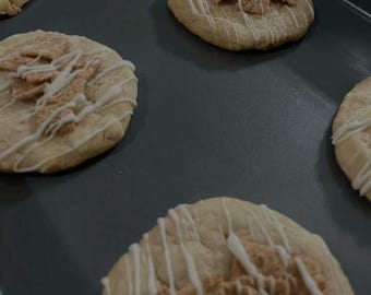 Cinnamon Toast Crunch Cookies | Cinnamon Sugar Cereal Cookies | White Drizzle Soft Baked Gourmet Cookies (Set of 4)