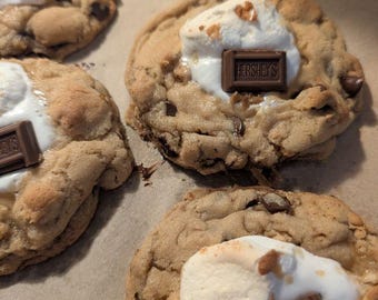 S’mores Cookies (Pack of 3) | Gooey Marshmallow Chocolate Chip Cookies | Homemade Gourmet Treat | Fresh Baked Dessert
