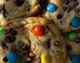 M&M Galore Cookies (Set of 4, 8, or 12) | Loaded Candy Cookies | Colorful Chocolate Treat