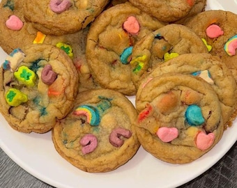 Lucky Charms Marshmallow Cookies | White Chocolate Cereal Cookies | Soft Baked Colorful Gourmet Cookies (Set of 3)