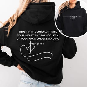 Christian Hoodie, Christian Gift, Trendy Church Hoodie, Trust in the Lord Bible Verse Back Design Hoodie, Oversize Hoodie