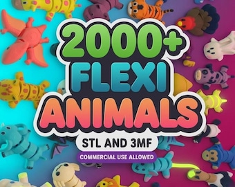 2000+ Mini Flexi Animal Articulated STL + 3MF Files for 3D Printing, commercial use allowed